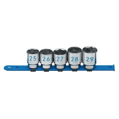 1/2" DRIVE 5 PIECE METRIC 6 POINT CHROME SOCKET SET