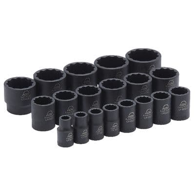 19 PIECE 1/2" DRIVE SAE 12 POINT ADV IMPACT SOCKET SET