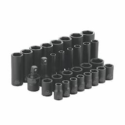 30 PIECE 1/2" DRIVE METRIC 6 POINT ADV STANDARD AND DEEP IMPACT SOCKET SET