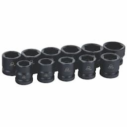 11 PIECE 1/2" DRIVE SAE 6 POINT ADV STUBBY IMPACT SOCKET SET