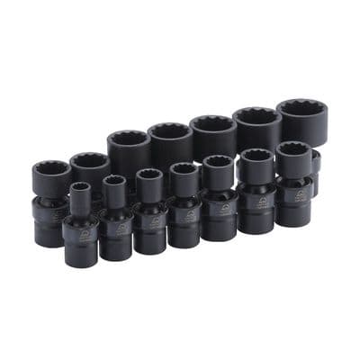 1/2" DRIVE 14 PIECE SAE 12 POINT ADV UNIVERSAL IMPACT SOCKET SET