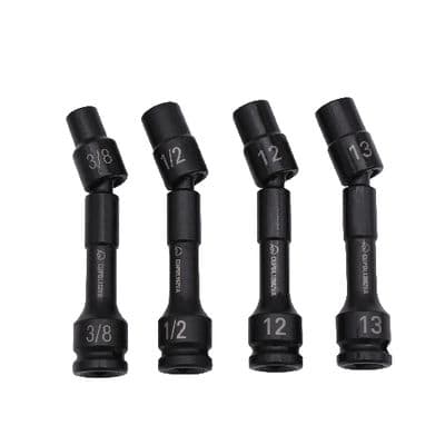 1/2" DRIVE 4 PIECE 12 POINT 5" LONG PINLESS UNIVERSAL ADV IMPACT DRIVE LINE SOCKET SET