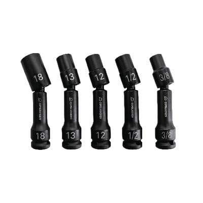 5 PIECE 1/2" DRIVE 12 POINT PINLESS HEAVY-DUTY UNIVERSAL ADV IMPACT DRIVE LINE SOCKET SET