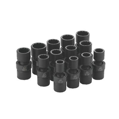 1/2" DRIVE 13 PIECE METRIC 12 POINT ADV UNIVERSAL IMPACT SOCKET SET