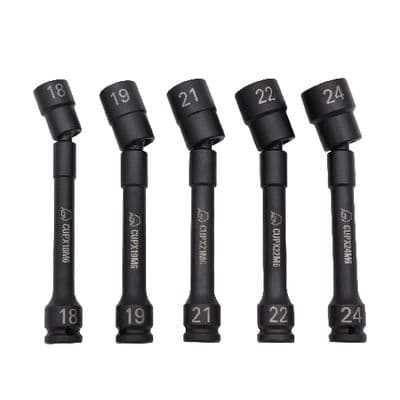 5 PIECE 1/2" DRIVE PINLESS UNIVERSAL IMPACT METRIC 6 POINT EXTENSION SET