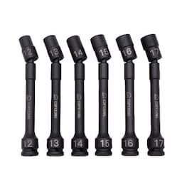 6 PIECE 1/2" DRIVE METRIC 6 POINT PINLESS UNIVERSAL IMPACT EXTENSION SET
