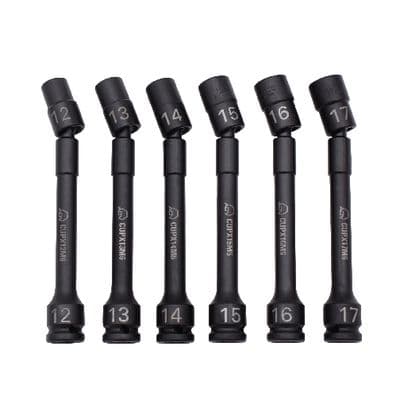6 PIECE 1/2" DRIVE METRIC 6 POINT PINLESS UNIVERSAL IMPACT EXTENSION SET
