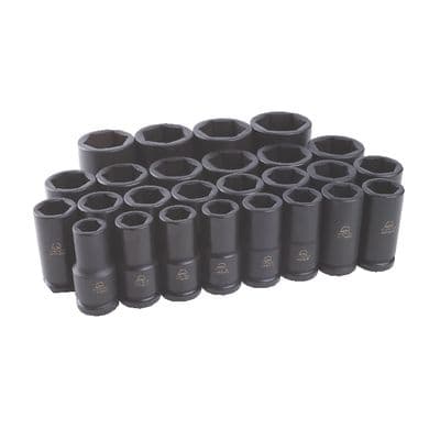 26 PIECE 3/4" DRIVE METRIC 6 POINT ADV DEEP IMPACT SOCKET SET