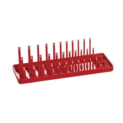 1/4" DRIVE SAE 3 ROW SOCKET HOLDER - RED