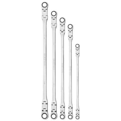 5 PIECE DOUBLE FLEX-JOINT BOX WRENCH SET