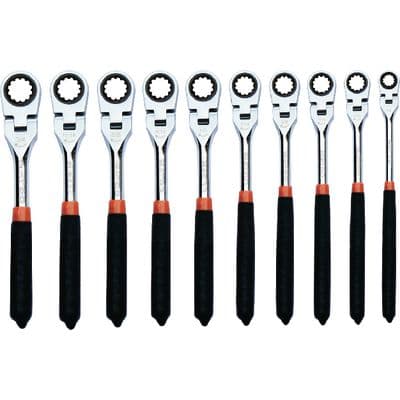 10 PIECE SAE FLEX WRENCH RATCHETING SET