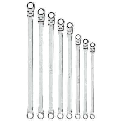 8 PIECE 0° FLEX HEAD RATCHETING XL WRENCH SET