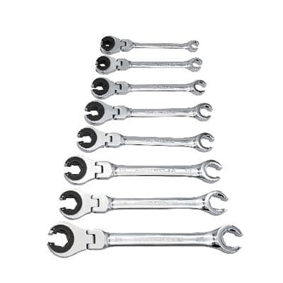 8 PIECE SAE FLEX RATCHETING FLARENUT WRENCH SET
