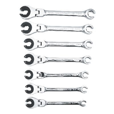 7 PIECE METRIC FLEX RATCHETING FLARENUT WRENCH SET 8MM - 14MM