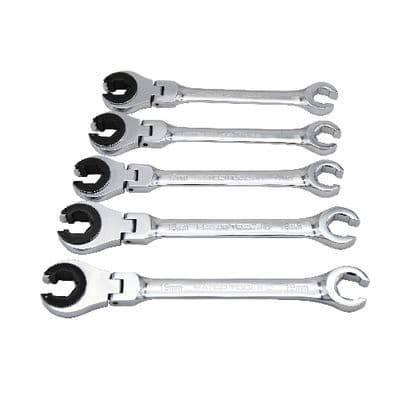 5 PIECE LARGE METRIC FLEX RATCHETING FLARENUT WRENCH SET