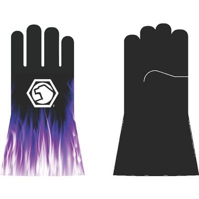 LEATHER WELDING GLOVES, PURPLE FLAME