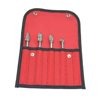 4" LONG ALUMINUM CUT CARBIDE BURR SET, 4 PIECE