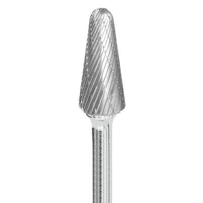 CONE SHAPE, 1/2" X 1 1/8" X 1/4", DOUBLE CUT BURR