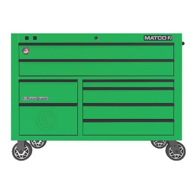 55" DOUBLE-BAY 25" DEEP 8-DRAWER 2S SCREAMIN' GREEN STOCK TOOLBOX