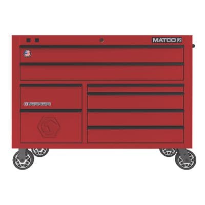 55" DOUBLE-BAY 25" DEEP 8-DRAWER 2S FIRE RED STOCK TOOLBOX