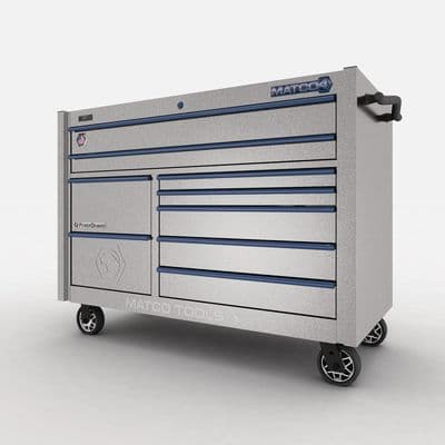57" x 28" DOUBLE-BAY 4s SERIES TOOLBOX (SUPERCHARGED SILVER/BLUE)