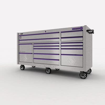 79" x 28" TRIPLE-BAY 4s SERIES TOOLBOX (SUPERCHARGED SILVER/PURPLE)