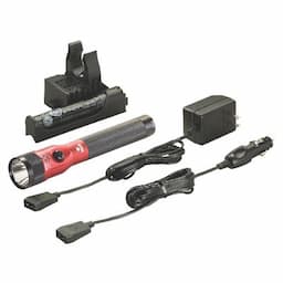 STINGER DUAL SWITCH LED RECHARGEABLE FLASHLIGHT WITH PIGGYBACK CHARGER - RED