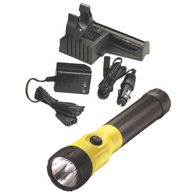 POLYSTINGER RECHARGEABLE LED FLASHLIGHT WITH PIGGY-BACK CHARGER - YELLOW