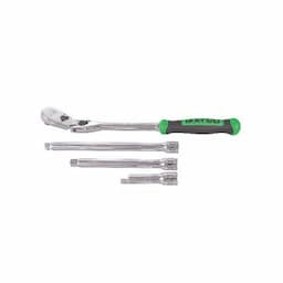 3/8" DRIVE 4 PIECE 12" EIGHTY8 TOOTH LOCKING FLEX RATCHET WITH CHROME EXTENSIONS 3", 6" AND 8" SET - GREEN