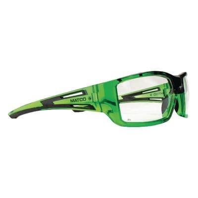 FORCEFLEX SAFETY GLASSES GREEN FULL FRAME WITH CLEAR LENSES