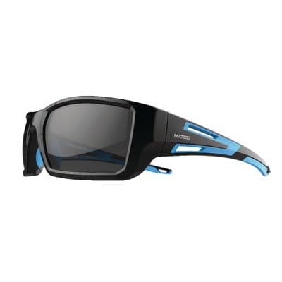 FORCEFLEX SAFETY GLASSES BLACK AND BLUE FULL FRAME WITH POLARIZED SMOKE LENSES