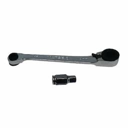 5" LONG 10MM X 1/4" HEX RATCHET WRENCH WITH 10MM X 1/4" SQUARE ADAPTER