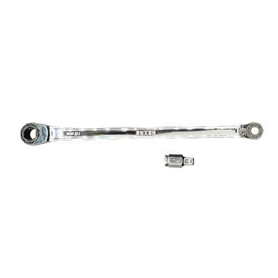 8" LONG 10MM X 1/4" HEX RATCHET WRENCH WITH 10MM X 1/4" SQUARE ADAPTER