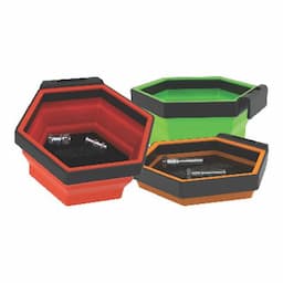 3 PIECE 4" MAGNETIC COLLAPSIBLE CUP SET - GREEN, ORANGE AND RED