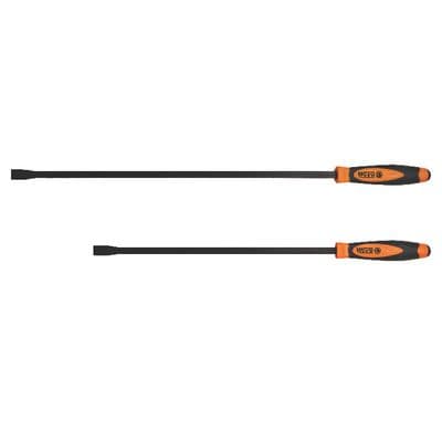 2 PIECE STRAIGHT AND CURVED TIP PRY BAR SET - ORANGE