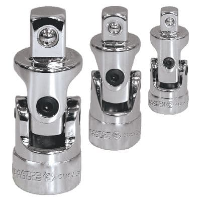 3 PIECE SPRING LOADED CHROME UNIVERSAL JOINT ADAPTER SET