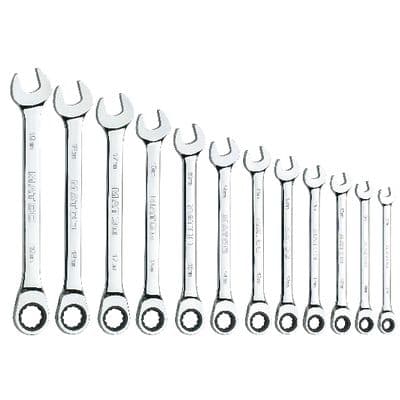 12 PIECE 72 TOOTH METRIC COMBINATION RATCHETING WRENCH SET