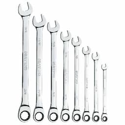 8 PIECE 72 TOOTH EXTRA LONG SAE COMBINATION RATCHETING WRENCH SET