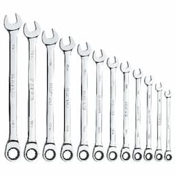 12 PIECE 72 TOOTH EXTRA LONG METRIC COMBINATION RATCHETING WRENCH SET