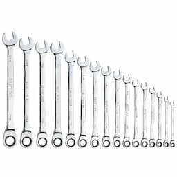 16 PIECE 72 TOOTH METRIC EXTRA LONG COMBINATION RATCHETING WRENCH SET