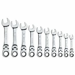 10 PIECE 72 TOOTH METRIC STUBBY FLEX RATCHETING WRENCH SET