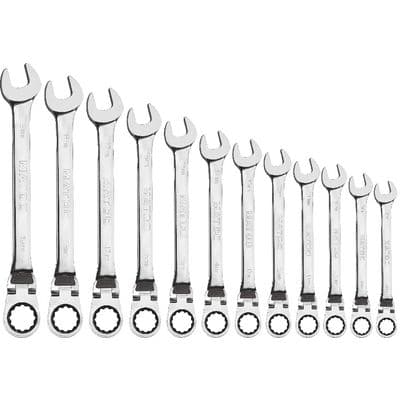 12 PIECE 72 TOOTH METRIC EXTRA LONG LOCKING FLEX COMBINATION RATCHETING WRENCH SET