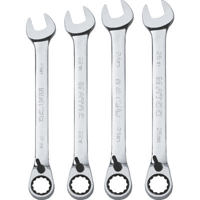 4 PIECE 72 TOOTH REVERSIBLE COMBINATION RATCHETING WRENCH SET