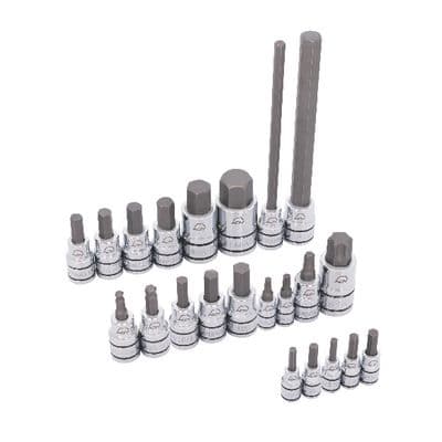 22 PIECE 1/4", 3/8", AND 1/2" DRIVE ADV MOTORCYCLE HEX BIT SOCKET SET