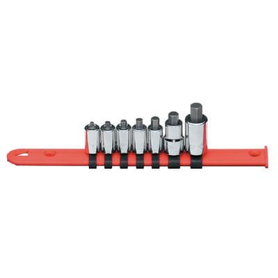 1/4" AND 3/8" DRIVE 7 PIECE SAE STUBBY HEX BIT SOCKET DRIVER SET