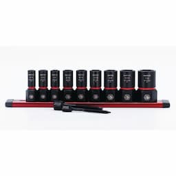 11 PIECE 1/4" DRIVE SAE OPTI-GRIP SOCKET EXTRACTOR SET WITH FOREIGN OBJECT REMOVAL PUSHER ROD