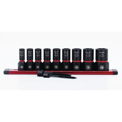 11 PIECE 1/4" DRIVE SAE OPTI-GRIP SOCKET EXTRACTOR SET WITH FOREIGN OBJECT REMOVAL PUSHER ROD