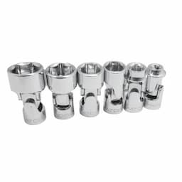 1/4" DRIVE 6 PIECE SAE 6 POINT STUBBY CHROME UNIVERSAL JOINT SET