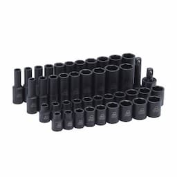 42 PIECE 3/8" DRIVE METRIC AND SAE 6 POINT ADV STANDARD AND DEEP IMPACT SOCKET SET