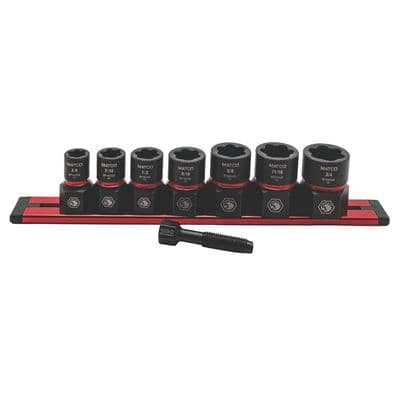 8 PIECE 3/8" DRIVE SAE Socket OPTI-GRIP Extractor Set with Foreign Object Removal Pusher Rod
